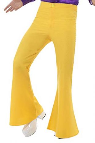 Smiffy's Flared Trousers Man, Yellow, Medium