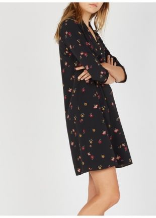 Robe La Maison Du Jersey – Noire Imprimé Fleurs – Coton – Taille 40 – Occasion