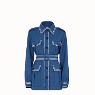 Safari jacket in blue gabardine - JACKET | Fendi | Fendi Online Store