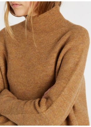 PULL COL MONTANT AMPLE EN MAILLE MÉLANGÉE  CAMEL LA FEE MARABOUTEE - FEMME | Place des Tendances