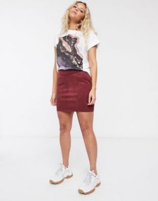 Only - Mini-jupe en suédine - Bordeaux | ASOS