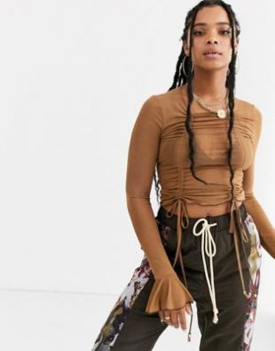 ZYA - Crop top en tulle à manches longues et fronces | ASOS