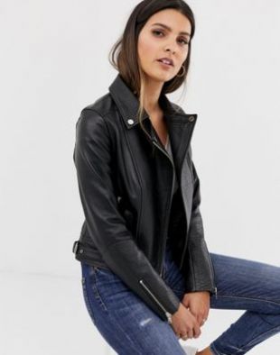 Barney's Originals - Perfecto en cuir avec empiècements effet croco | ASOS