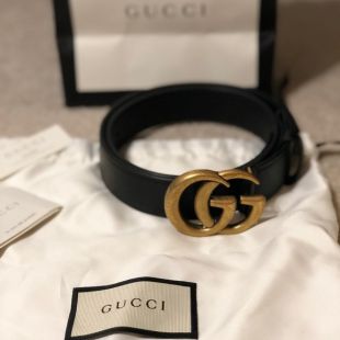 Gucci - Leather belt with double G buckle