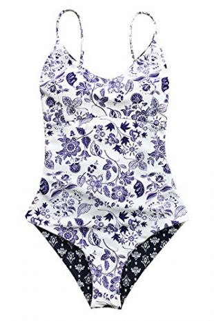 CUPSHE Damen Light Up The Night Print One-Piece Badeanzug-Strand-Badebekleidungs-Badeanzug Medium (USA 8/10) Weiß