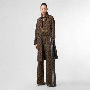 Pantalon en soie rayé Monogram (Brun Bride) - Femme | Burberry