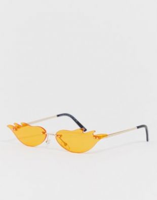 ASOS DESIGN - Lunettes tendance motif flamme à verres orange | ASOS