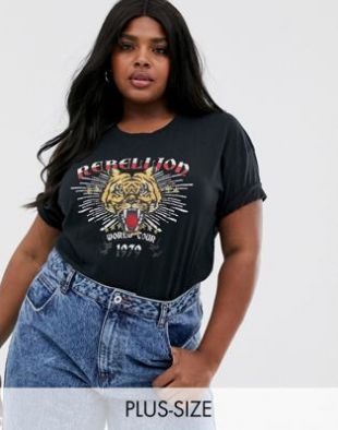 Only Curve - Rock - T-shirt - Noir délavé | ASOS