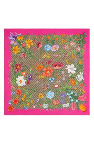 Gucci Big Flora Fluorescent Silk Scarf of Jesy Nelson on the