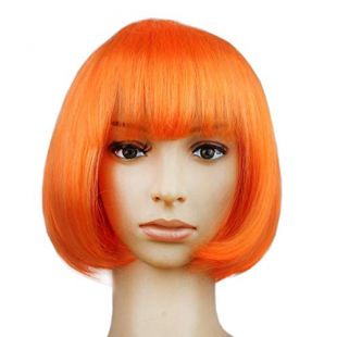 BinaryABC Halloween Bob Wigs,Cosplay Wigs, for Halloween Costume Dress up Party Decorations Supplies (Orange)