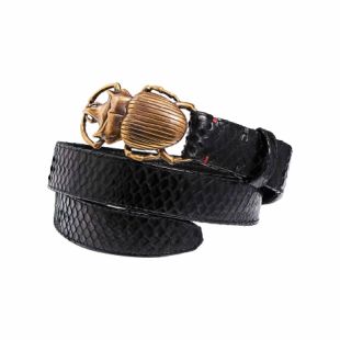 Ceinture Python Beatle Noire Boucle Or