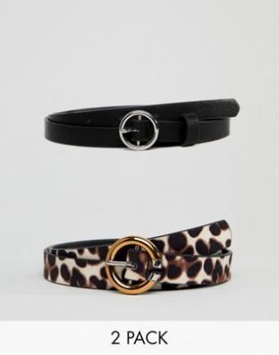 ASOS DESIGN - Lot de 2 ceintures taille et hanches pour jean à imprimé léopard | ASOS