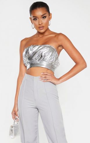 Bandeau torsadé froncé argenté métallisé