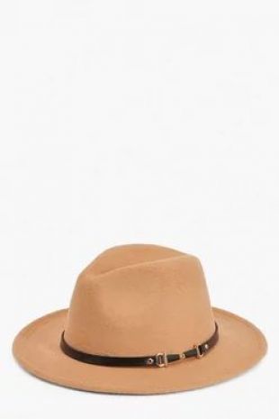 PU & Chain Detail Fedora Hat | Boohoo