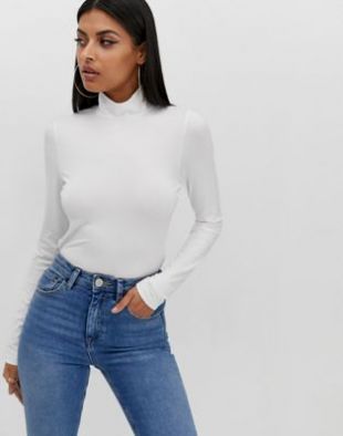 ASOS DESIGN - Haut à manches longues et col roulé - Blanc | ASOS