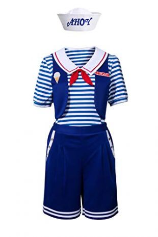 NUWIND Robin Scoops Ahoy Costume d'halloween Stranger Cosplay Uniforme de Marin Ensemble Complet Déguisement étranger (Adulte, XL)