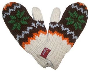 1419 MT Agan Traders Knit Wool Lalupate Mitten Nepal (Red/Blue)