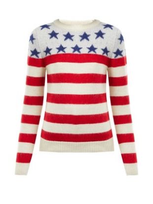 American Flag-Intarsia Wool-Blend Sweater