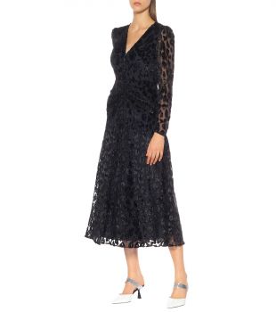 Metallic Leopard-Devore Midi Dress