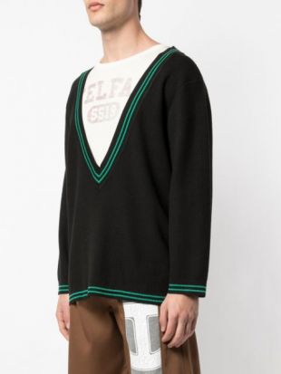 Black Knit Deep Vneck Sweater