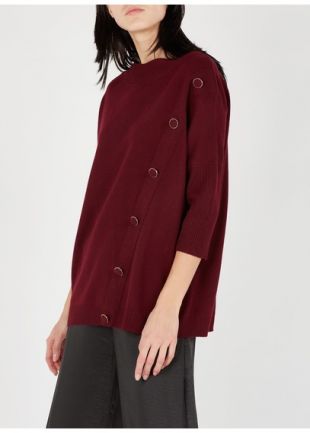 PULL COL BATEAU AMPLE BOUTONNÉ CÔTÉ EN LAINE MÉLANGÉE VELVET