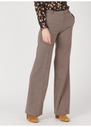 PANTALON LARGE TAILLE HAUTE À CARREAUX PIED DE COQ