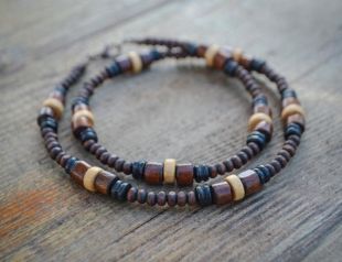 Brown wooden necklace FOR MEN