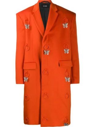 Embellished orange oversized coat
