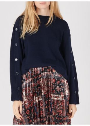 PULL COL ROND EN LAINE  NAVY