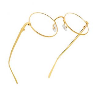 RANHUU Retro Round Metal Frame Clear Lens Glasses Circle Eyeglasses (Gold Frame/Clear Lens, 52)