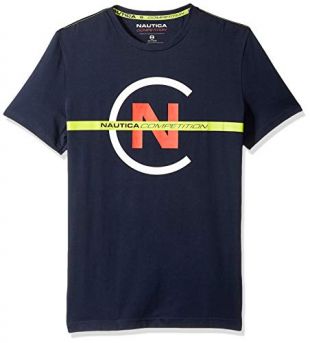 Nautica Men's Short Sleeve Crew Neck Competition Shirt, Navy Medium