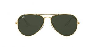 Ray-Ban RB3025 Aviator Sunglasses, Gold/Dark Green 1, 55 mm