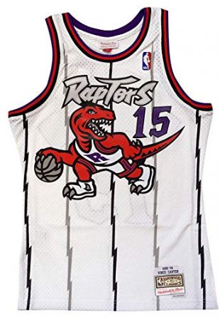 Mitchell & Ness - Maglia a Maniche Corte dei Toronto Raptors Vince Carter 1998, Uomo, Infradito Colorati Estivi, con finte Perline, Large