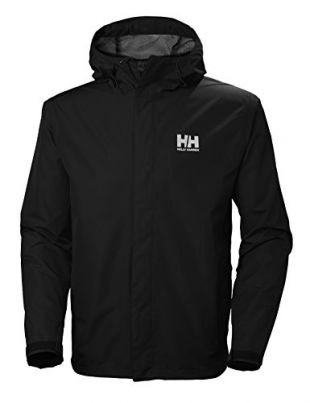 Helly Hansen Seven J Jacket, Giacca da Pioggia con Cappuccio, Design Classico, per attività Outdoor e Uso Quotidiano, Impermeabile e Traspirante, per Ogni Stagione Uomo, Nero, S