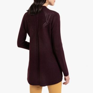 Long gilet, maille fantaisie dos