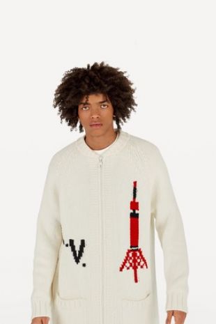 The zipped cardigan white Louis Vuitton Kid Cudi the Complexcon Longbeach  2019