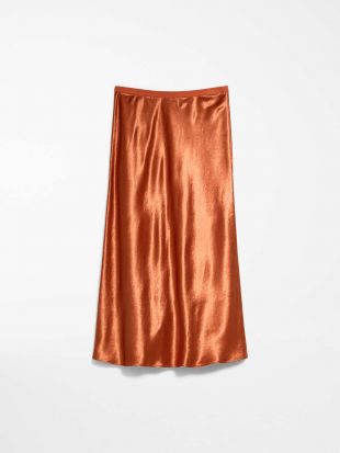 Alessio Satin Skirt in Tobacco