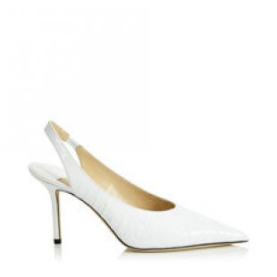 Ivy Latte Croc Embossed Leather Slingback Pumps