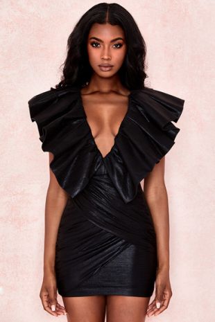 Dianna Black Exaggerated Frill Dress