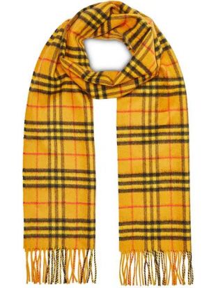 Burberry Purple amp; Yellow Check Cashmere Scarf