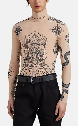 Vetements Nude Tattoo-Print Mesh Top of Young Thug in the music video Gunna  - Three Headed Snake ft. Young Thug [Official Video] | Spotern