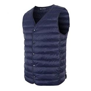 Promore Mens Packable Ultralight Down Puffer Vest (Navy, L)