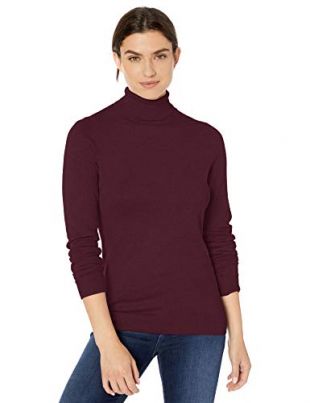 Amazon Essentials Women's Lightweight Turtleneck Sweater, Burgundy, Medium