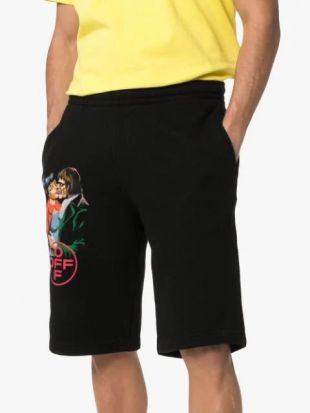 Kiss print cotton shorts