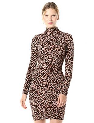 LIKELY Women's Leopard Bali Dress, Chipmunk/Black, 12