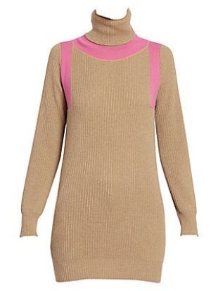 Camel Pink Ribbed Turtleneck Sweater