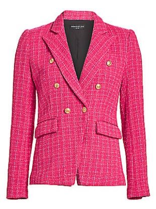 Generation Love - Hot Pink Tweed Double-Breasted Blazer