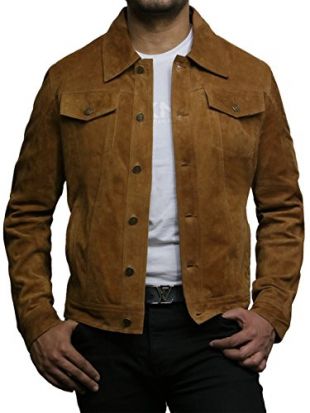 BRANDSLOCK Veste de Moto en Cuir véritable pour Homme Suede Vintage