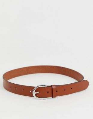 ASOS DESIGN - Ceinture pour jean en cuir avec boucle ovale - Fauve | ASOS