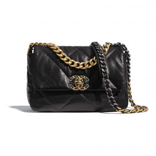 Lambskin Ruthenium Finish Metal Flap Bag in Black